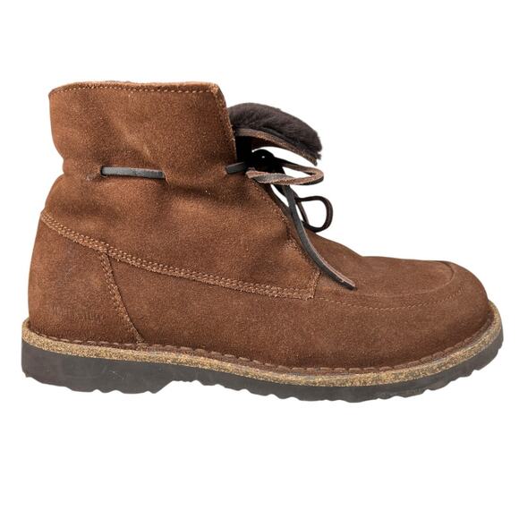 Birkenstock Unisex Bakki Brown Suede Shearling Ankle Boot Size 39 M 6 W 8 - Picture 1 of 10